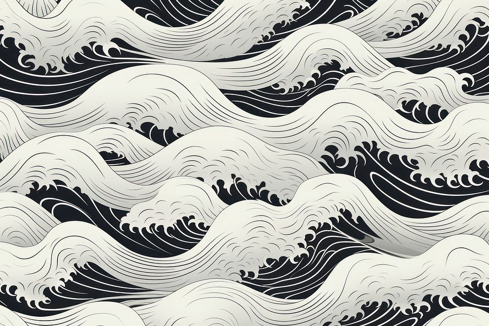 Traditional japanese pattern wallpaper wave art.