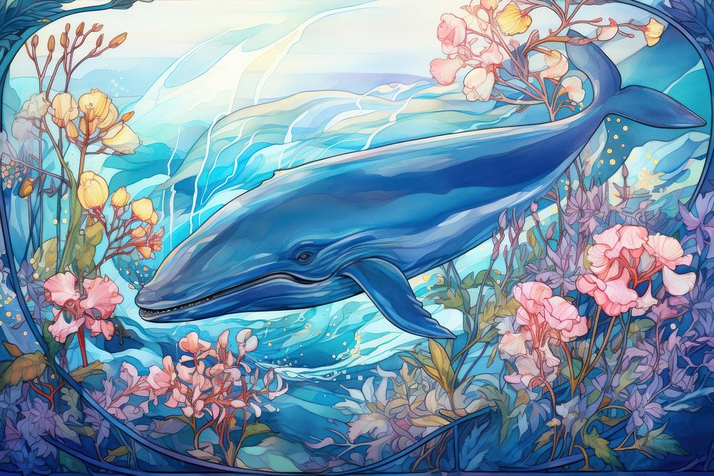 Art painting dolphin animal.