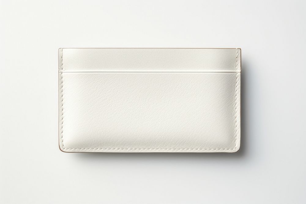 White leather card case  wallet white background accessories.