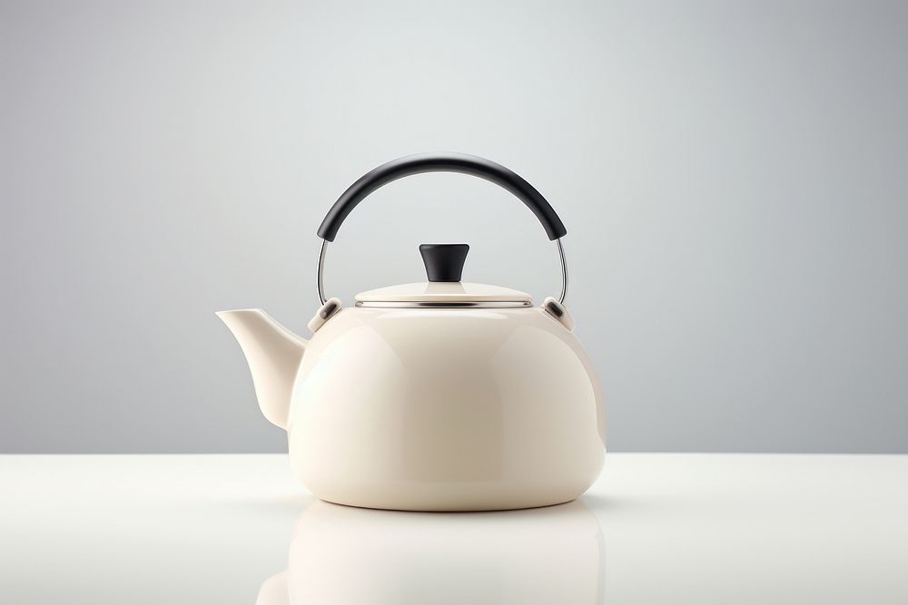 Pottery off-white teapot pottery cookware kettle.