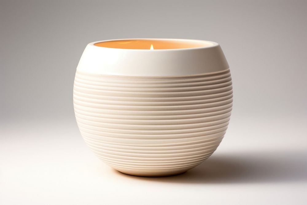 Pottery off-white Candleholder pottery porcelain bowl.