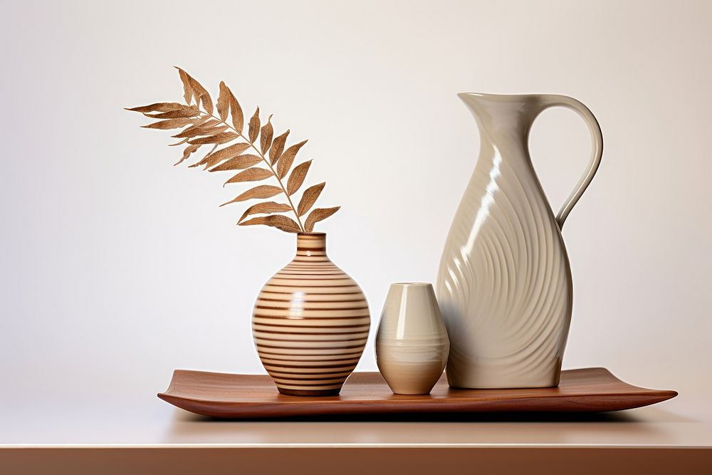 Pottery off-white dish pottery plant vase.