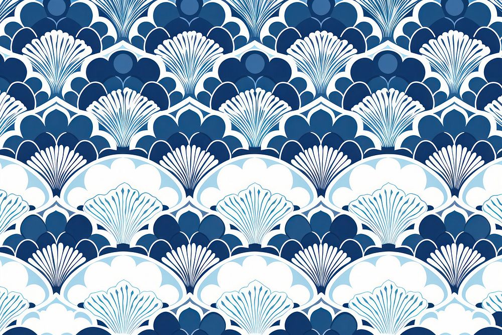 Tile pattern of fish scale pattern backgrounds blue art.
