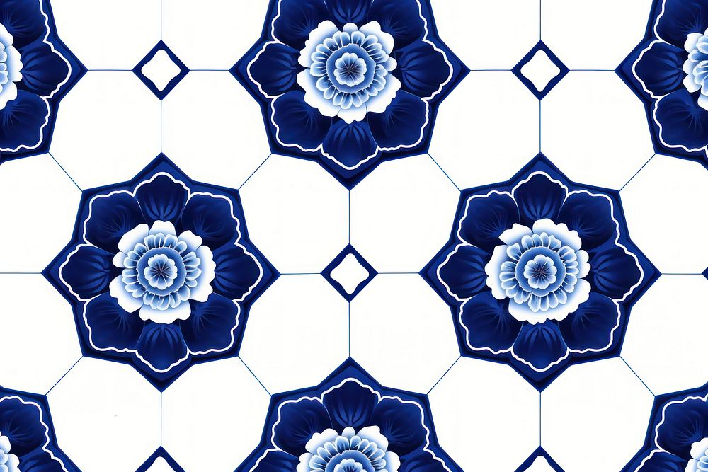 Tile pattern of hexagon backgrounds porcelain blue.