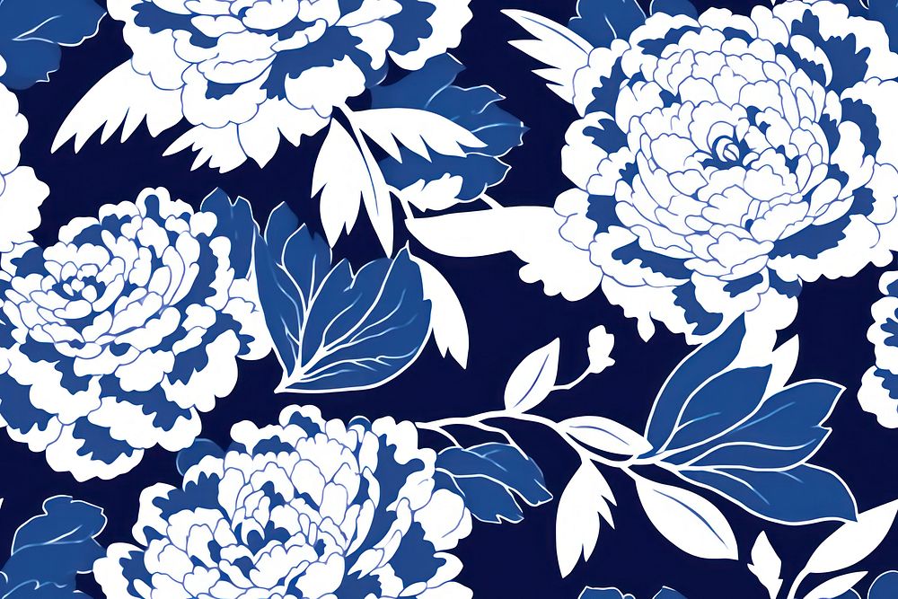 Tile pattern of peony pattern backgrounds porcelain white.