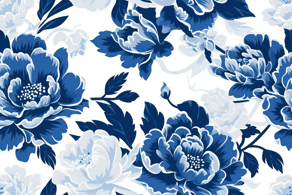 Tile pattern of peony patern backgrounds porcelain white.