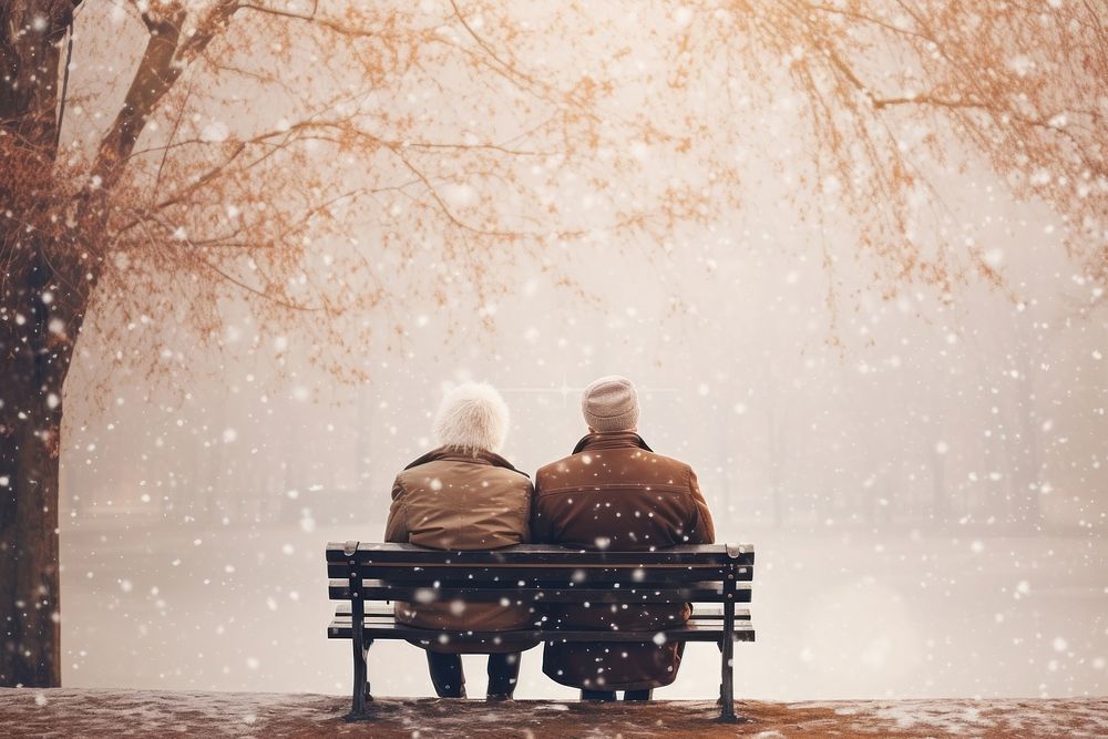 Photography of elderly people snow outdoors snowing.