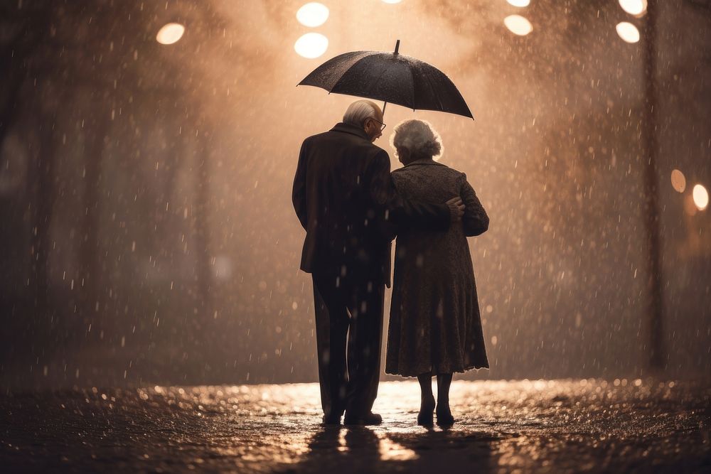 Photography of elderly people outdoors adult rain.