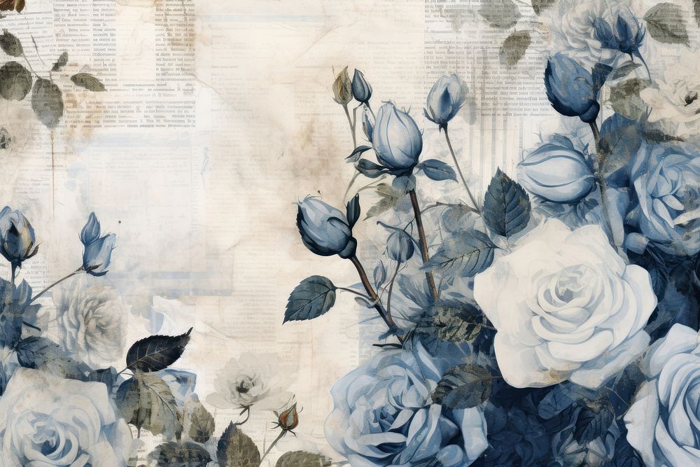 Blue roses backgrounds painting pattern.
