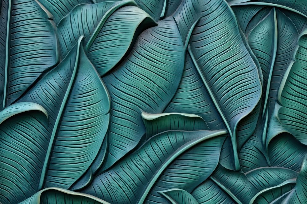 Banana leaf bas relief pattern outdoors plant green.