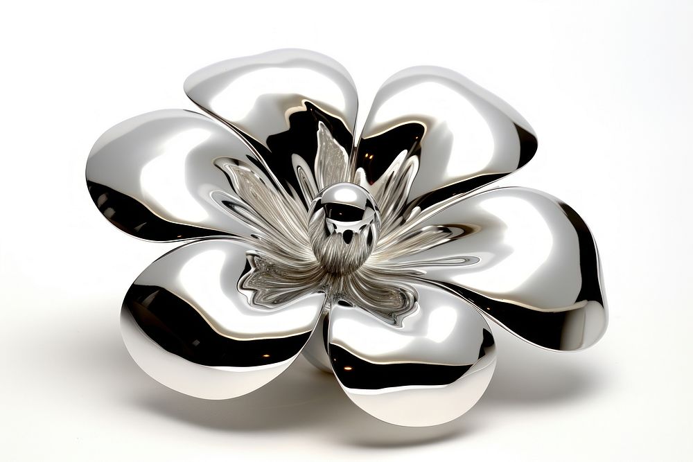 Jewelry brooch silver flower.
