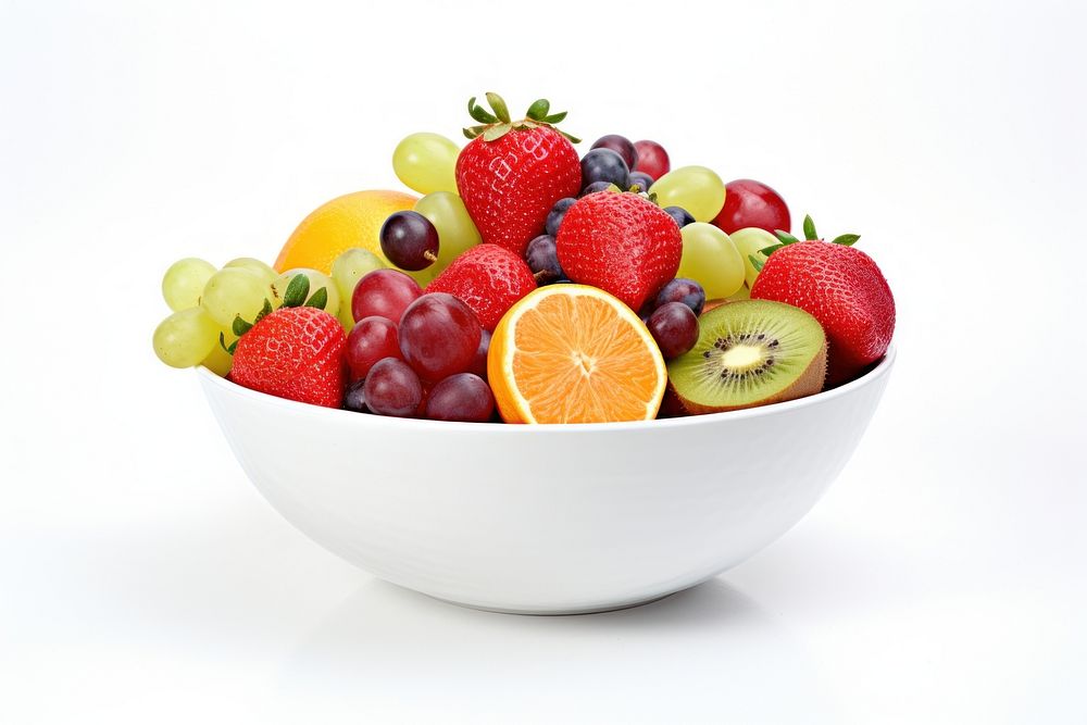 Bowl of fruits strawberry blueberry grapes. AI generated Image by rawpixel.