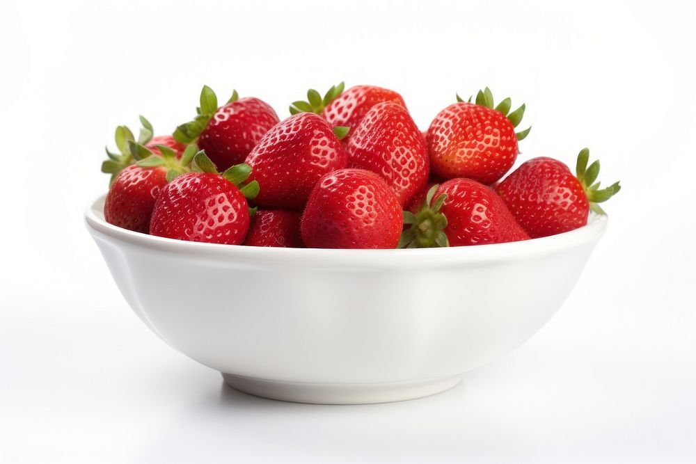 Bowl of strawberries strawberry fruit plant. AI generated Image by rawpixel.