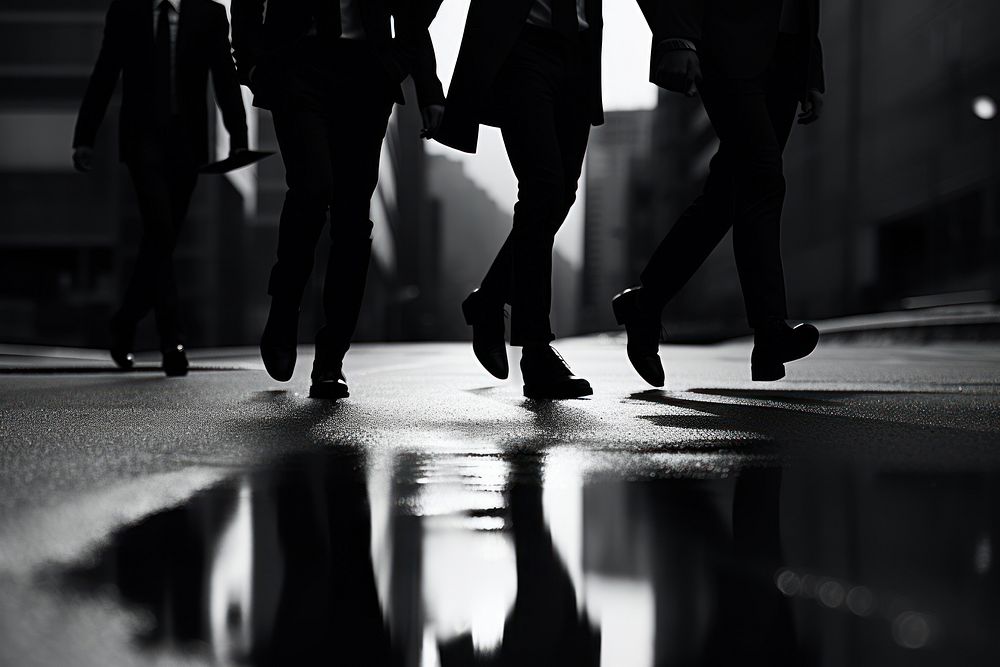 Photography business people walking silhouette monochrome.