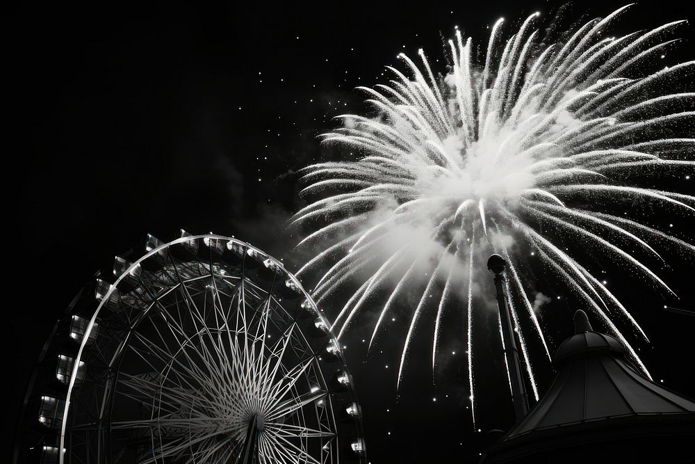 Photography fireworks monochrome motion amusement park.