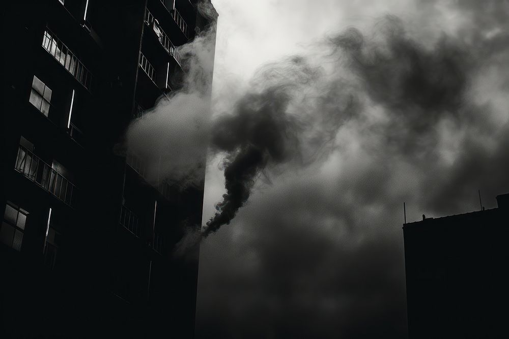 Photography smoking city monochrome pollution.
