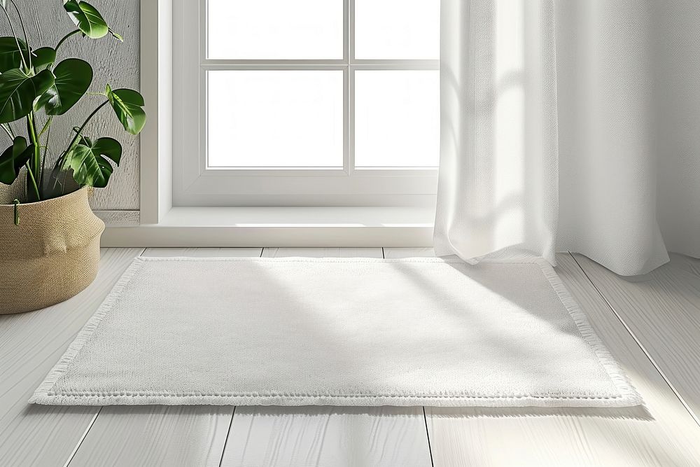Door mat mockup white furniture flooring.