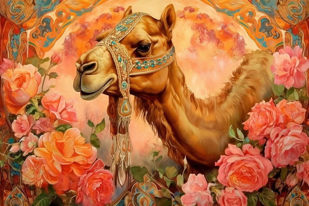 Camel and flowers camel animal mammal.