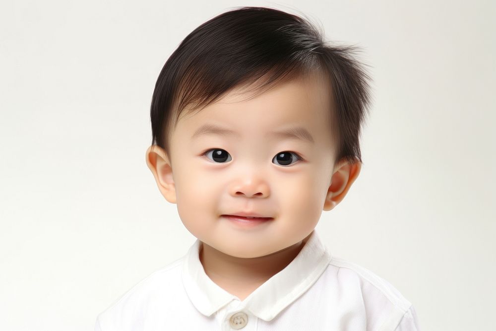 Chinese toddler boy portrait baby white background. AI generated Image by rawpixel.