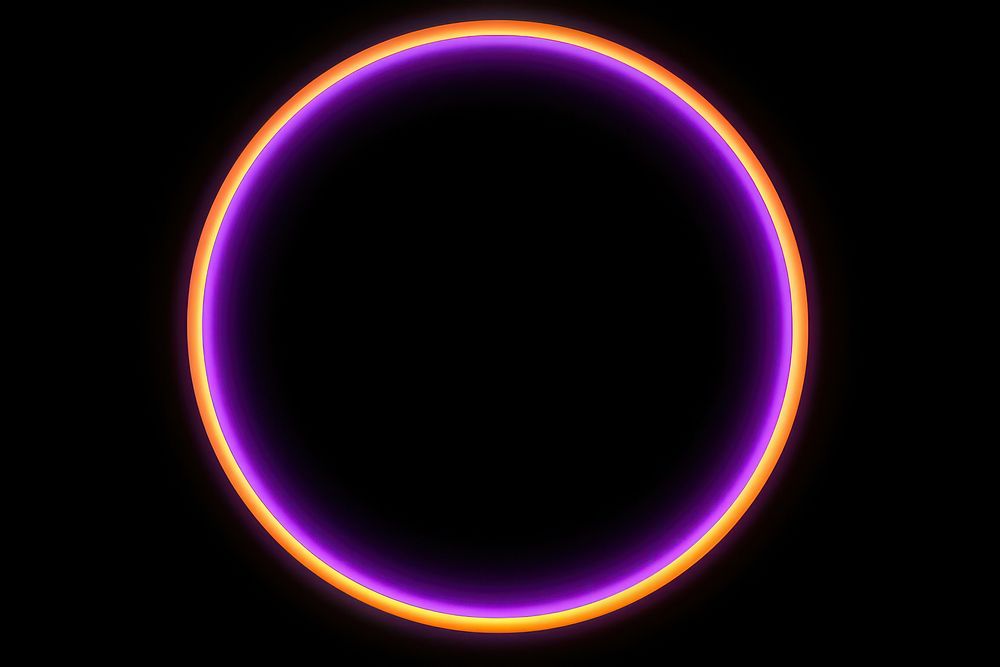 Neon frame circle black night.