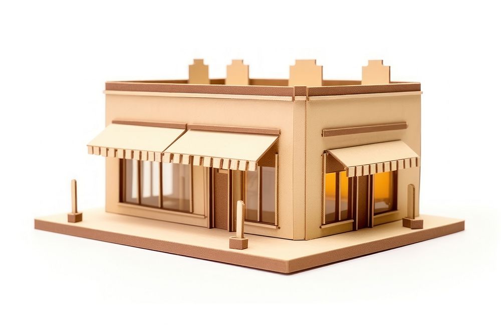 Comercial building architecture toy white background.
