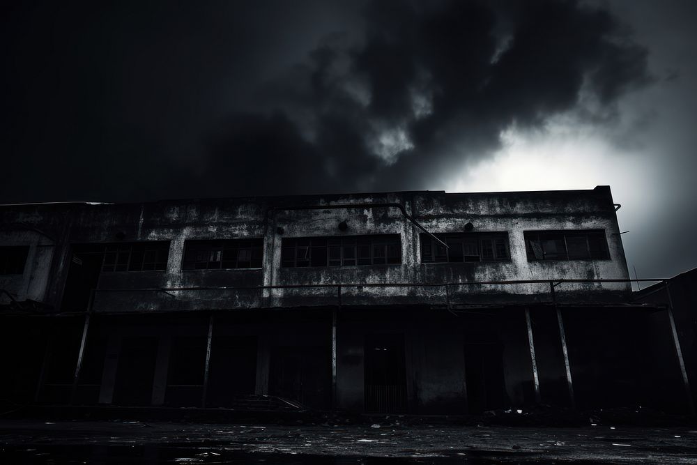 Dark background building architecture monochrome.
