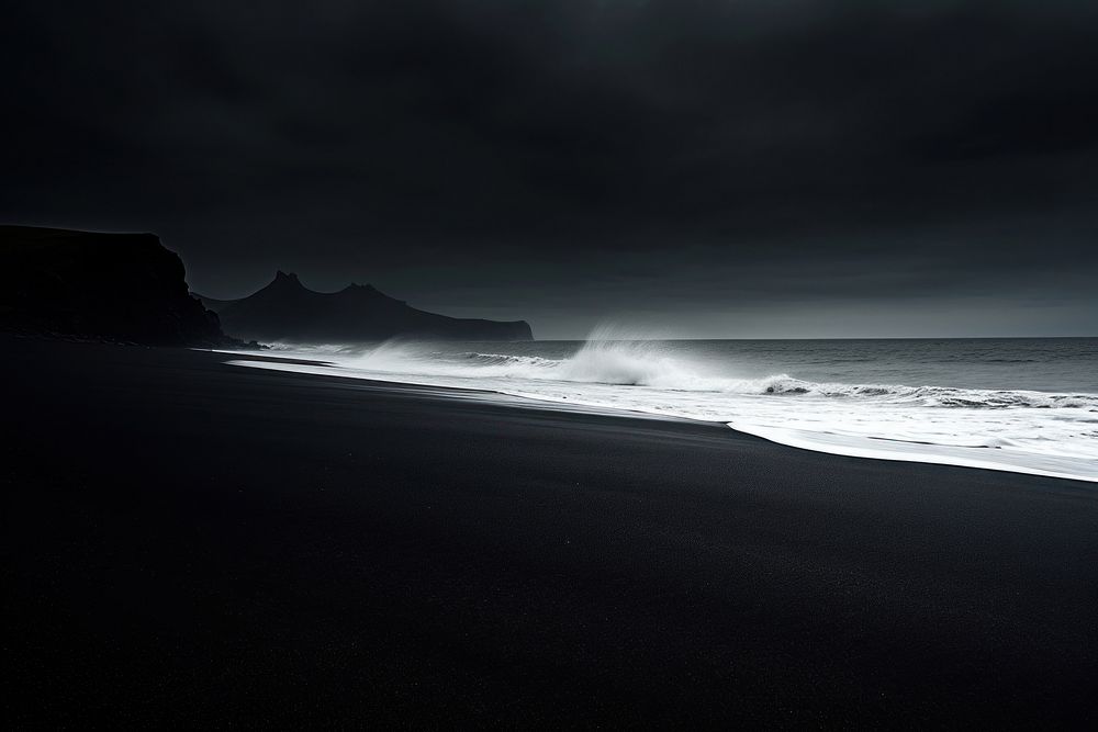 Dark background beach sky monochrome.
