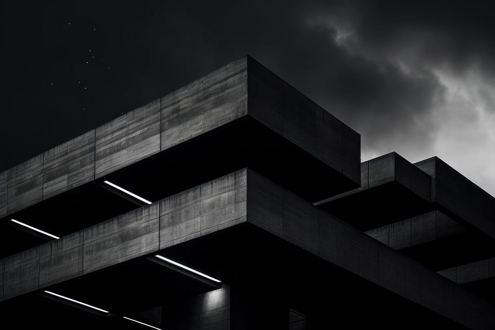 Dark background architecture building night.