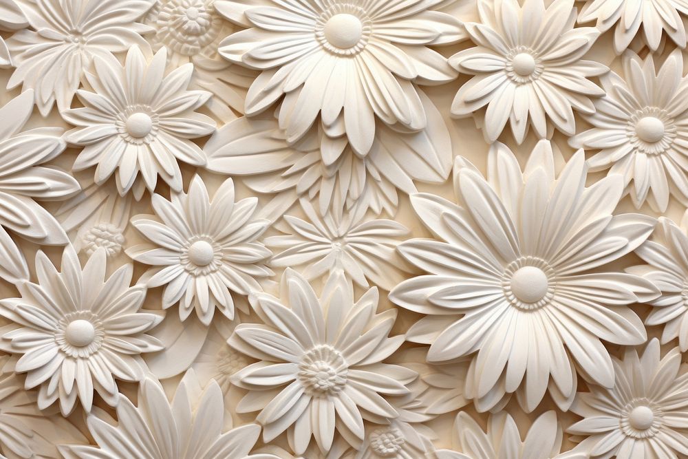 Daisy bas relief pattern wallpaper flower plant.