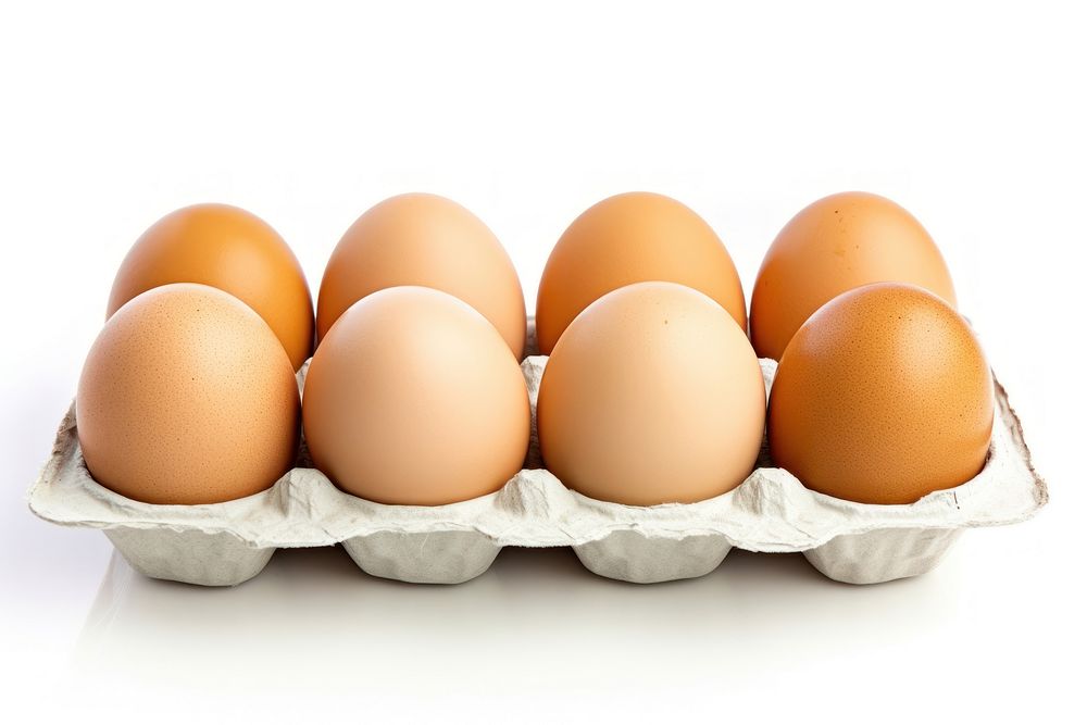 Eggs on a tray food white background simplicity. AI generated Image by rawpixel.