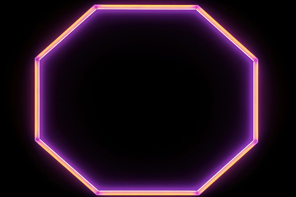 Neon frame hexagon purple violet.