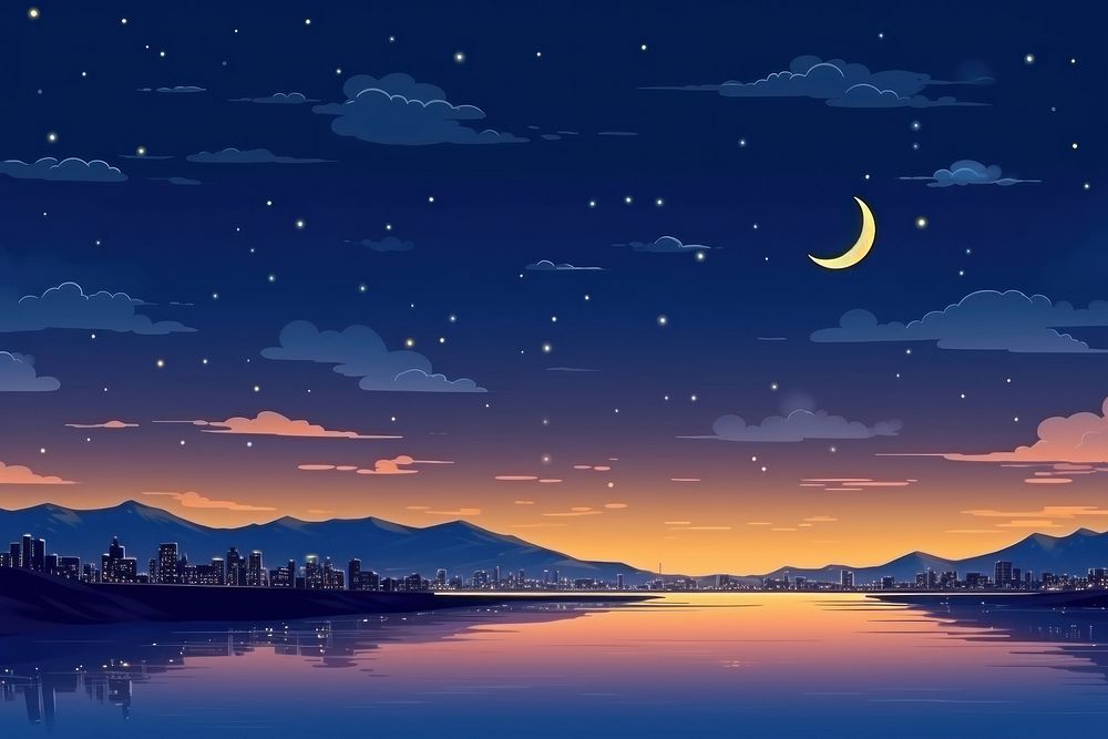 Illustration city night landscape astronomy outdoors.