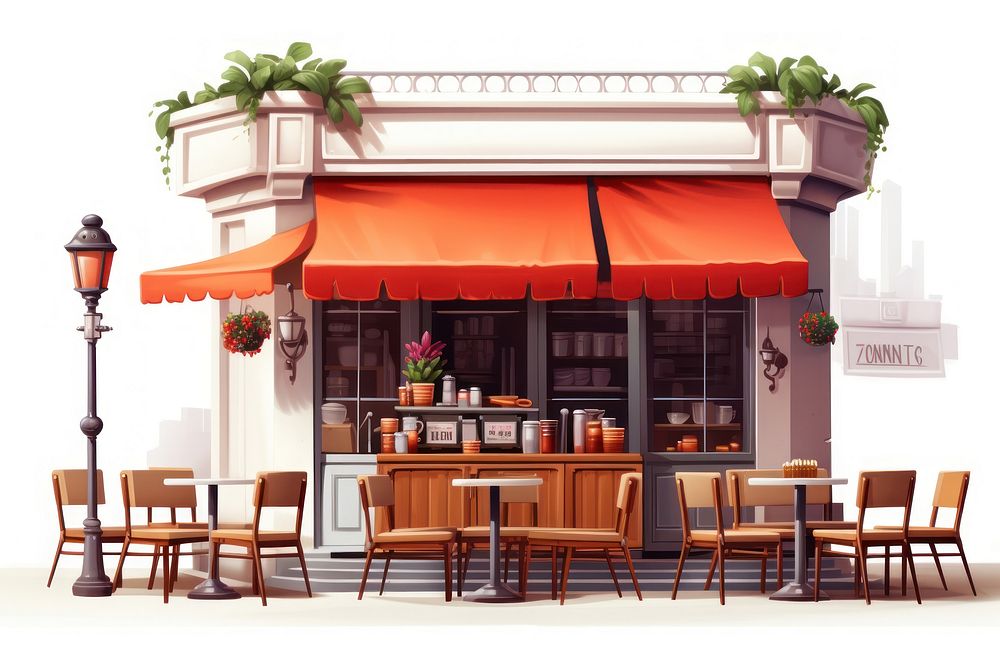 Cafe restaurant furniture awning. AI generated Image by rawpixel.
