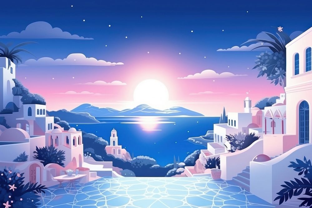 Illustration santorini landscape outdoors nature.