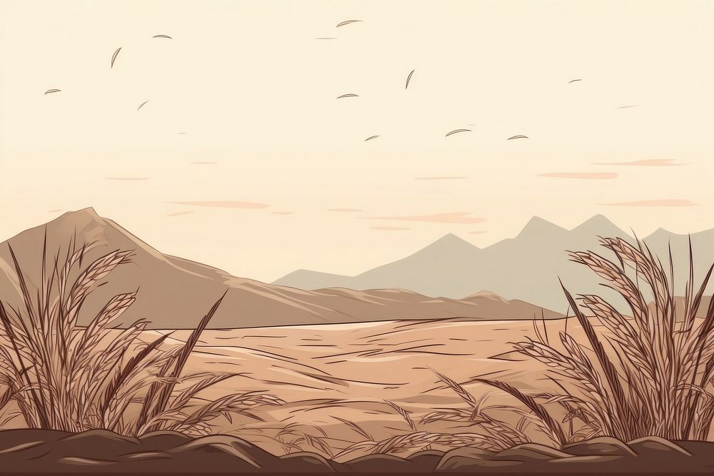 Illustration wheat field landscape outdoors drawing.
