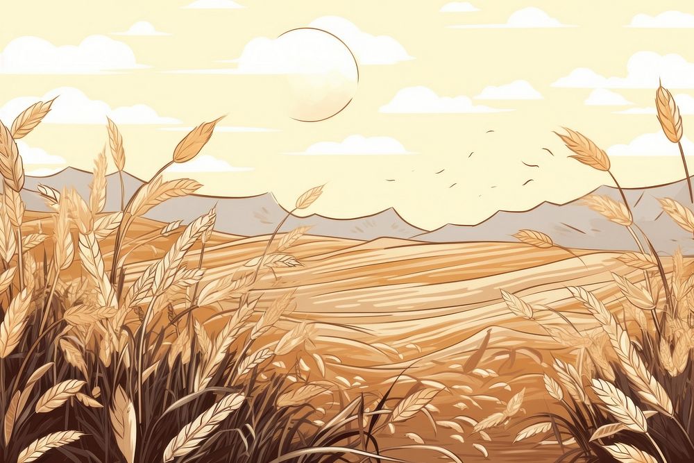 Illustration wheat field agriculture backgrounds landscape.