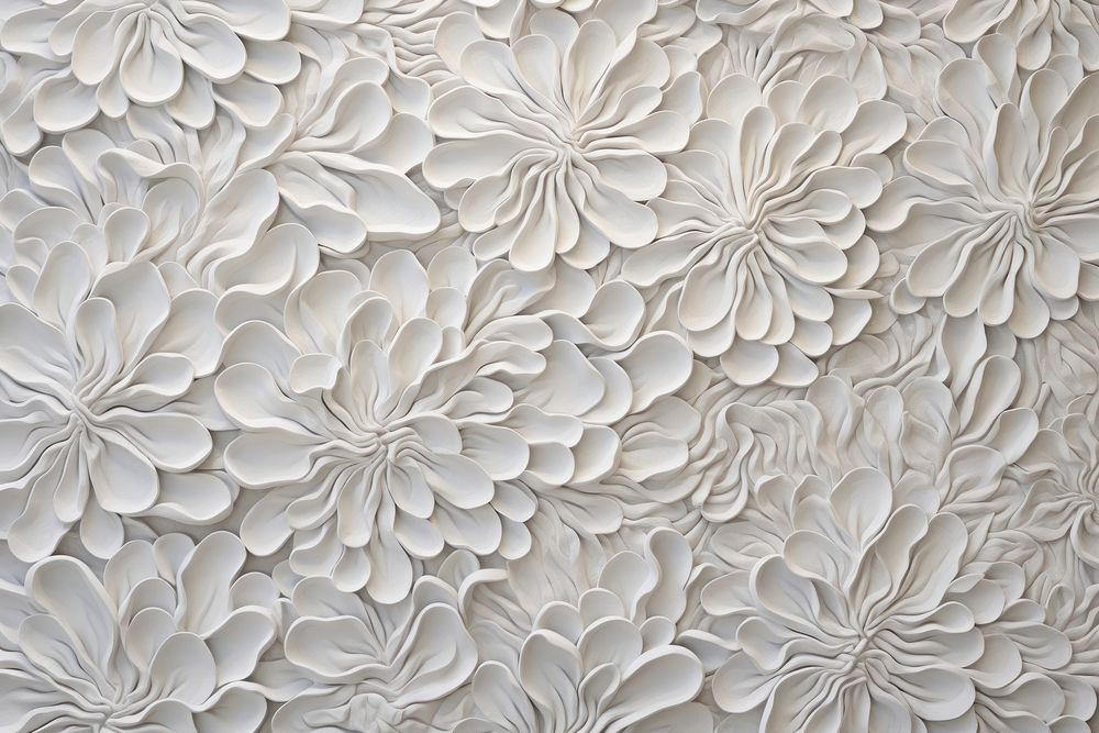 Japanese bas relief pattern wallpaper white art.