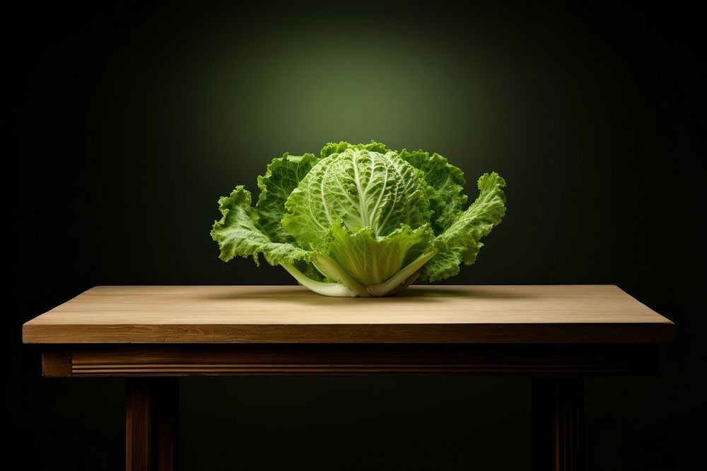 Lettuce on empty table vegetable plant food. AI generated Image by rawpixel.