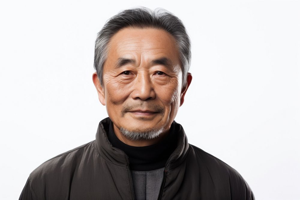 Middle aged chinese man photo portrait adult white background. AI generated Image by rawpixel.