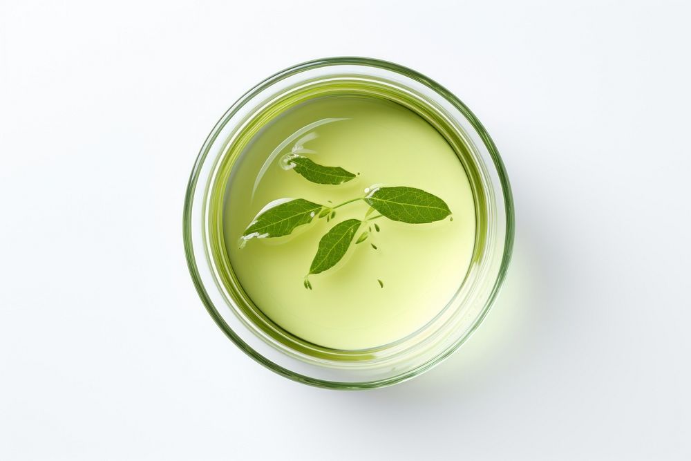 Green tea drink glass plant.