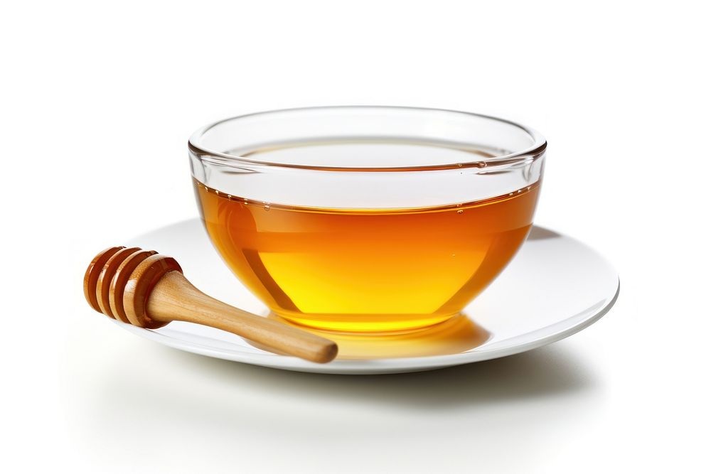 Honey cup drink tea.