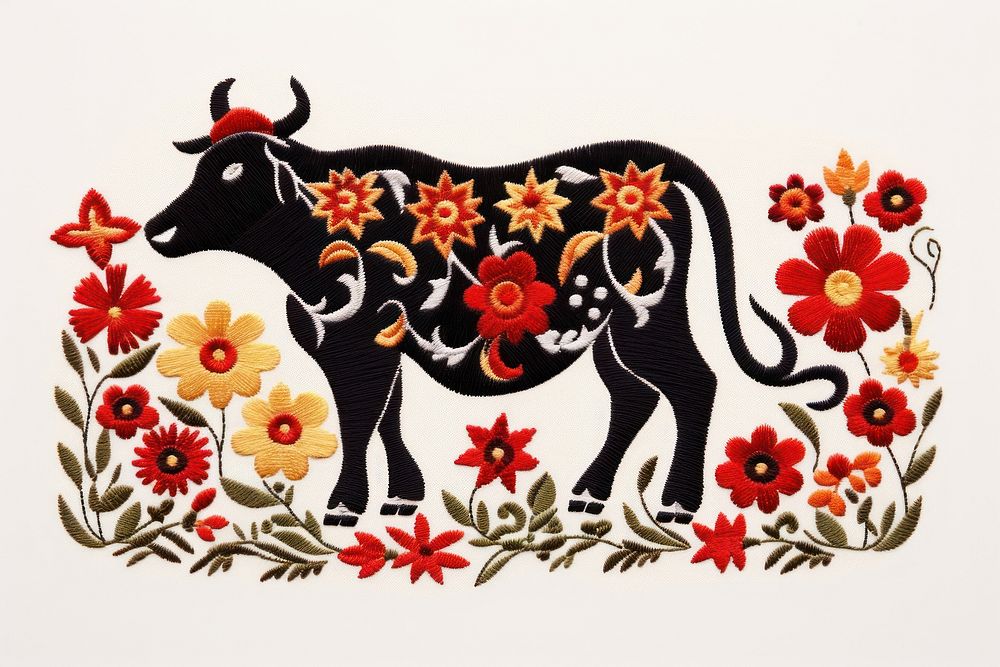 Cow embroidery livestock pattern.