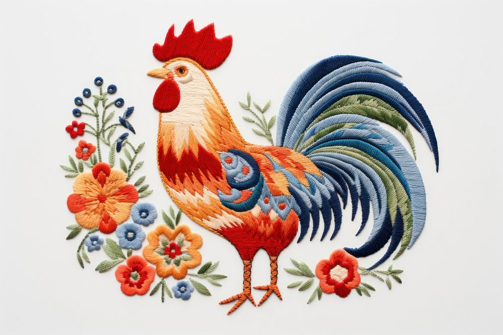 Embroidery chicken poultry pattern.