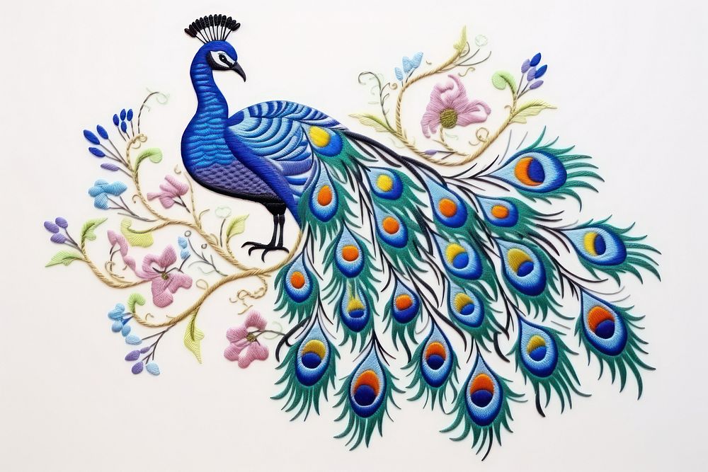 Peacock embroidery pattern animal.