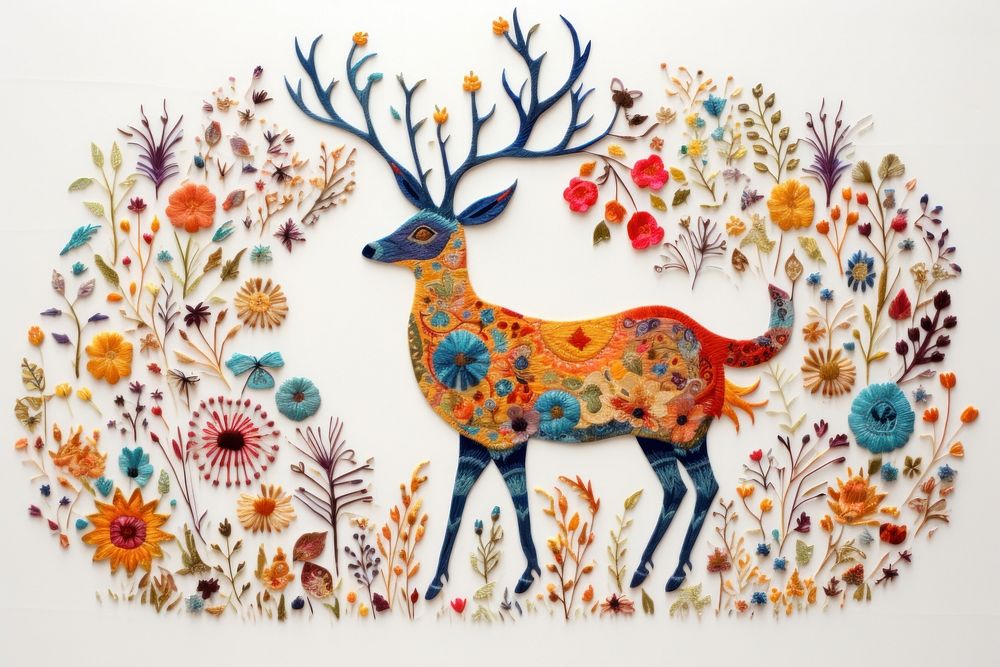 Embroidery pattern antler animal.