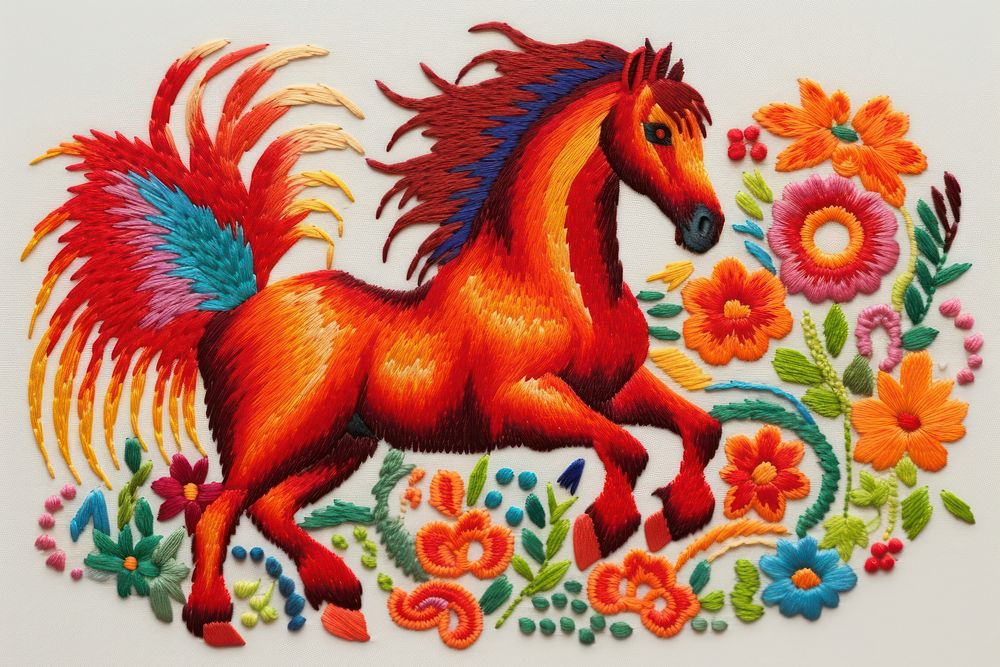 Horse embroidery pattern animal.