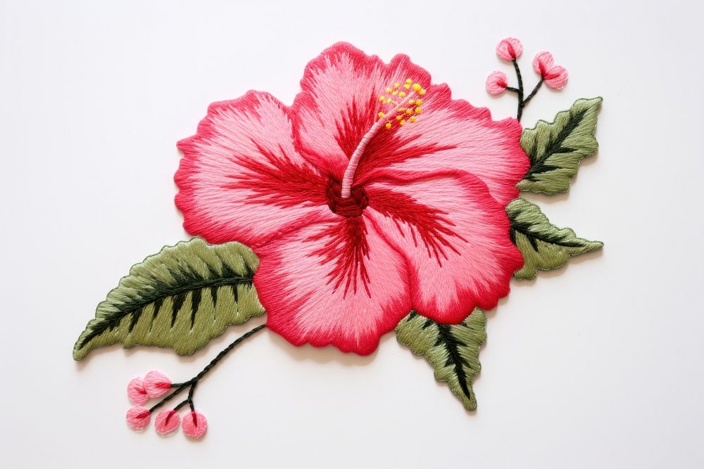 Embroidery hibiscus pattern flower.