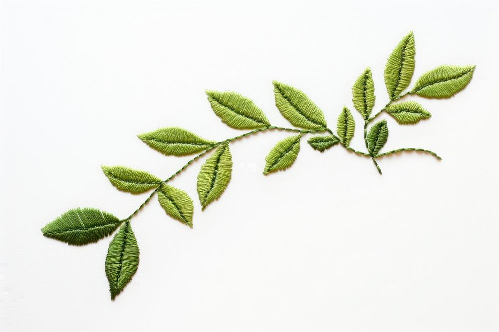 Leaf in embroidery style plant herbs freshness.