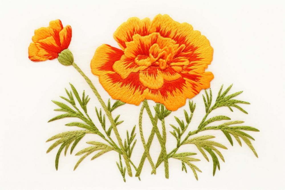 Embroidery marigold pattern flower.