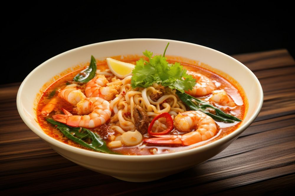 Tom Yum Goong soup noodle food.